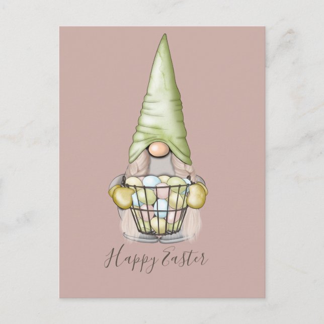 Cartes Pour Fêtes Annuelles Gnome fille mignonne avec oeufs Pâques (Devant)