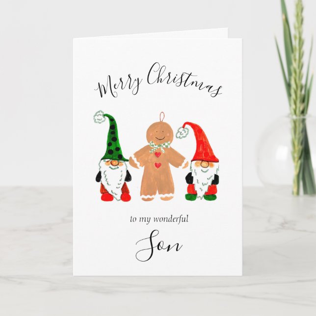 Cartes Pour Fêtes Annuelles Gnome Fils Noël Homme en pain d'épice (Devant)