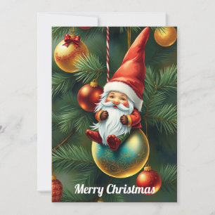 Cartes Pour Fêtes Annuelles Gnome Funny Imaginaire Whimsical branché Pas de ph