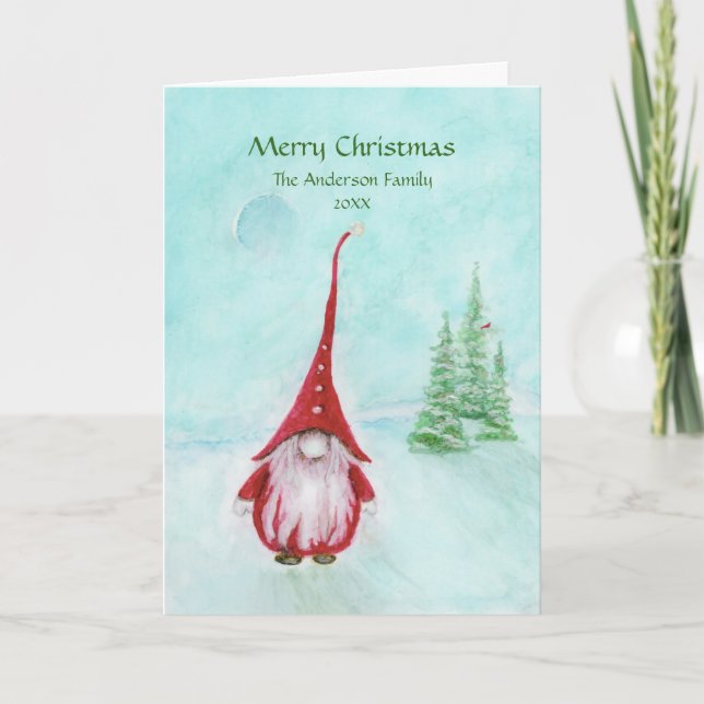 Cartes Pour Fêtes Annuelles Gnome Joyeux Noël personnalisé (Devant)