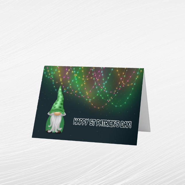 Cartes Pour Fêtes Annuelles Gnome Lumières Vertes Saint Patrick (Créateur téléchargé)
