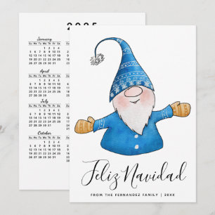 Cartes Pour Fêtes Annuelles Gnome mignon 2025 Calendrier Feliz Navidad Christm