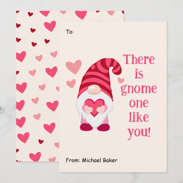 Cartes Pour Fêtes Annuelles Gnome mignonne comme vous Classe Saint Valentin (Devant / Derrière)