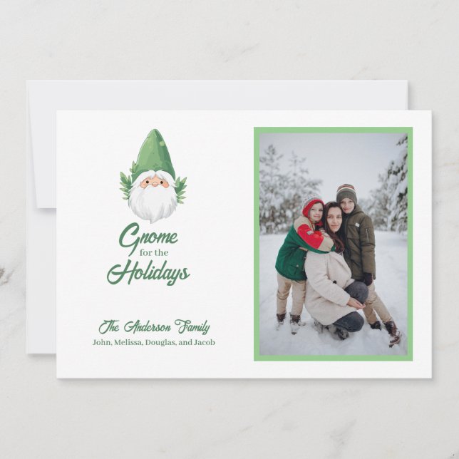 Cartes Pour Fêtes Annuelles Gnome mignonne pour les vacances Famille Photo Hol (Devant)