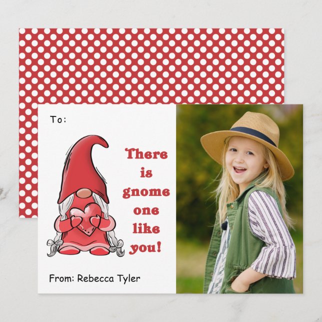Cartes Pour Fêtes Annuelles Gnome One Like You Classroom Photo Saint Valentin (Devant / Derrière)