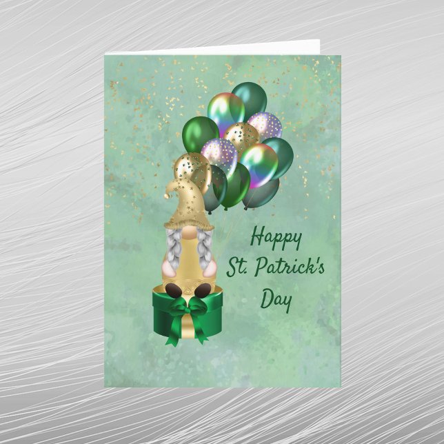 Cartes Pour Fêtes Annuelles Gnome Or Ballons Verts Saint Patrick (Créateur téléchargé)