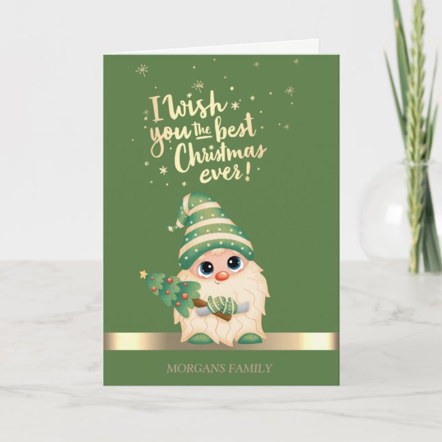 Cartes Pour Fêtes Annuelles Gnome Pine Tree Vacances (Devant)