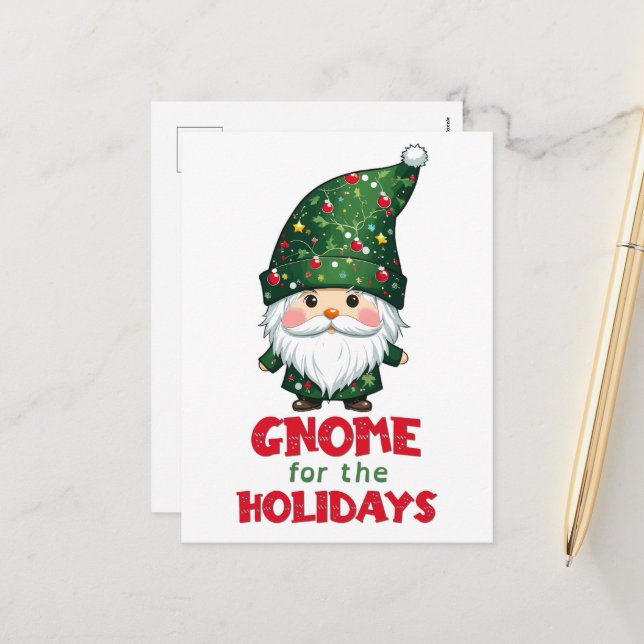 Cartes Pour Fêtes Annuelles Gnome Pour Les Vacances Drôle & Adorable Noël (Devant/Arrière en situation)