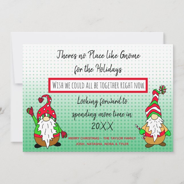 Cartes Pour Fêtes Annuelles Gnome pour Noël, Social DIstancing Holiday (Devant)