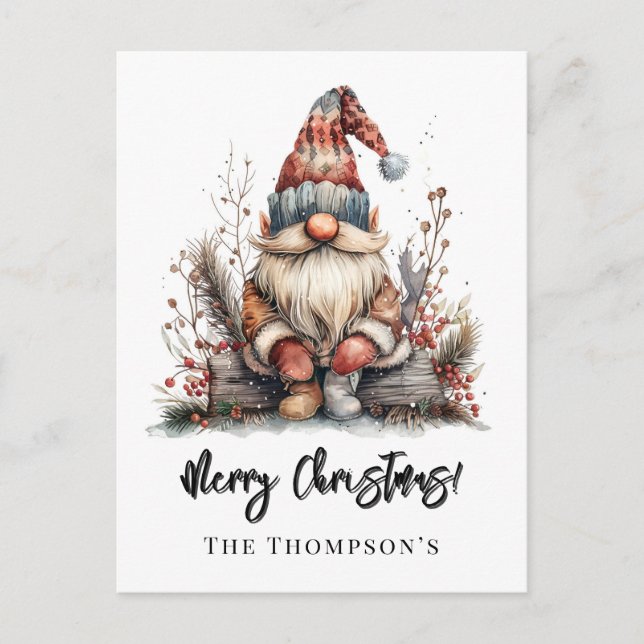 Cartes Pour Fêtes Annuelles Gnome scandinave assis sur un journal (Devant)