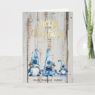 Cartes Pour Fêtes Annuelles Gnomes Bleus mignons Joyeux Noël