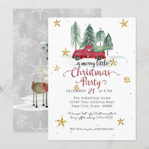 Cartes Pour Fêtes Annuelles Gnomes Camion Ferme Rouge Merry Little Christmas P