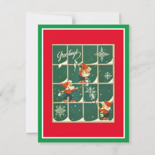 Cartes Pour Fêtes Annuelles Gnomes de Noël Vintage dans la fenêtre