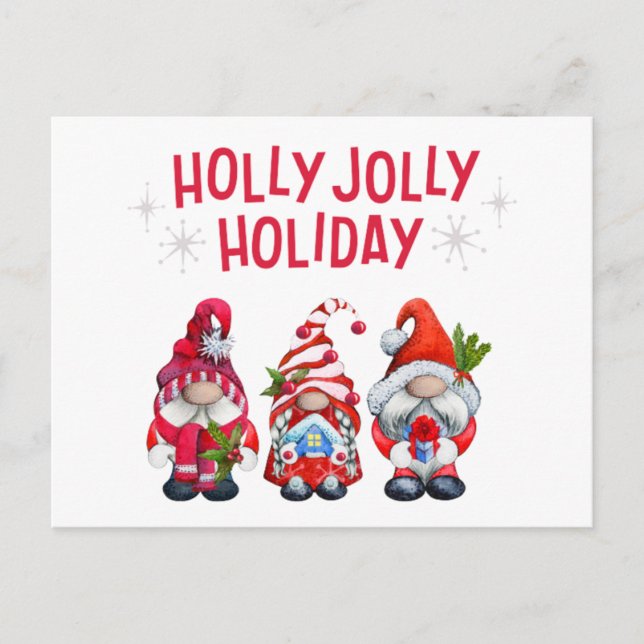Cartes Pour Fêtes Annuelles Gnomes de vacances joyeux et sauge    (Devant)