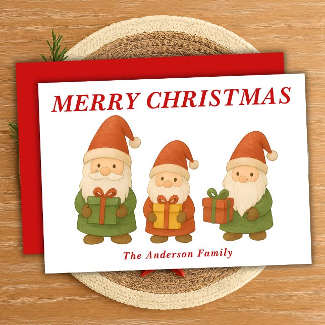 Cartes Pour Fêtes Annuelles Gnomes fantasques avec cadeaux de Noël (Créateur téléchargé)