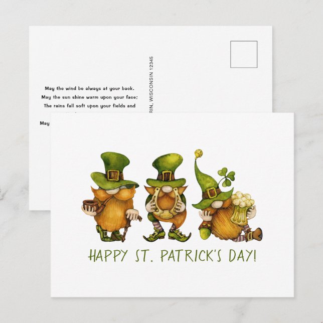 Cartes Pour Fêtes Annuelles Gnomes irlandais mignons Personnalisé Bonne St Pat (Devant / Derrière)