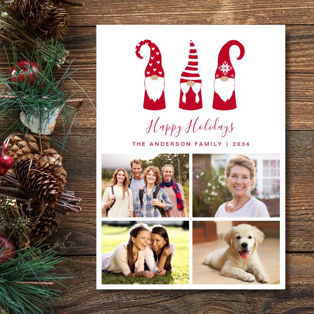 Cartes Pour Fêtes Annuelles Gnomes Photo de Noël (Share the love and warmth of the season with your personalized photo Christmas card)
