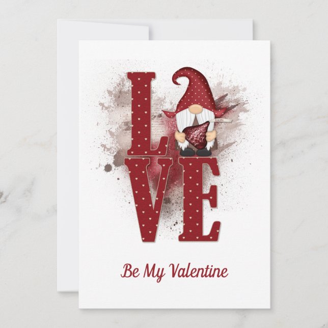 Cartes Pour Fêtes Annuelles Gnomes Red Love mignon Personnalisez la Saint Vale (Devant)