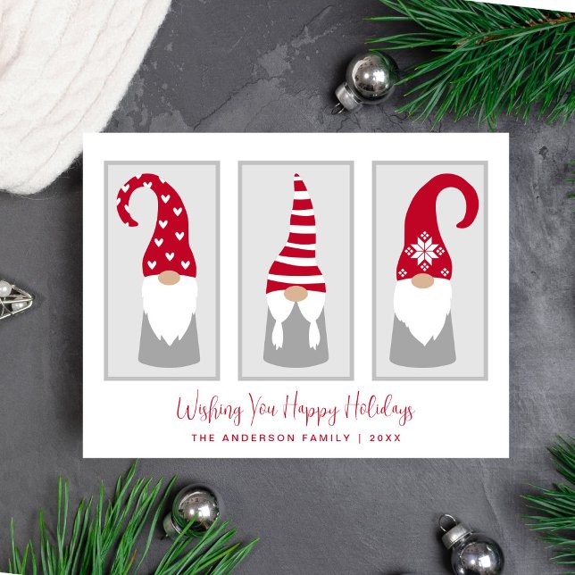 Cartes Pour Fêtes Annuelles Gnomes Simple Moderne Noël nordique (Créateur téléchargé)