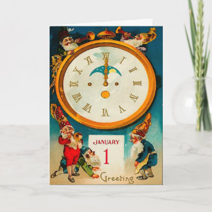 Cartes Pour Fêtes Annuelles Gnomes - sonnant par nouvelle année