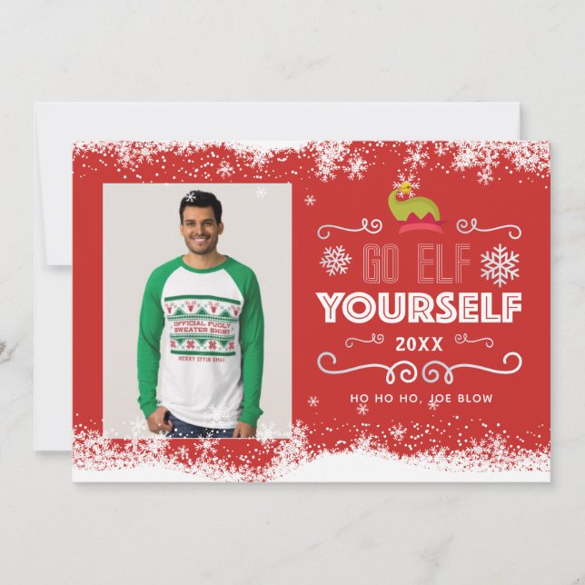 Cartes Pour Fêtes Annuelles Go Elf Yself Christmas Photo Card (Devant)