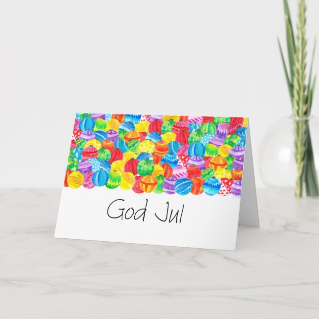 Cartes Pour Fêtes Annuelles God Jul Swedish Christmas, aquarelle (Devant)
