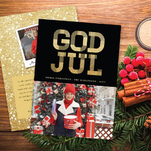 Cartes Pour Fêtes Annuelles God Jul Swedish Joyeux Noël Stylé Typographie