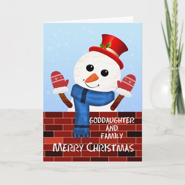 Cartes Pour Fêtes Annuelles Godgirl et sa famille Noël Snowman (Devant)