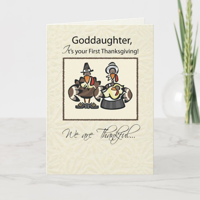 Cartes Pour Fêtes Annuelles Godgirl First Thanksgiving Turquie Famille, je sui (Devant)