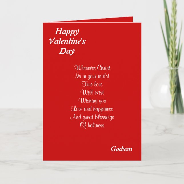 Cartes Pour Fêtes Annuelles Godson de la Saint Valentin religieuse (Devant)