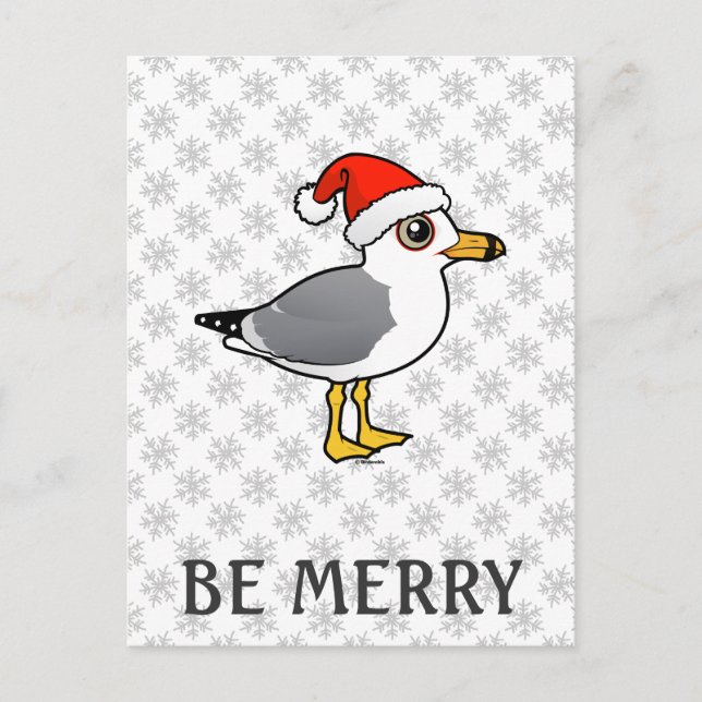 Cartes Pour Fêtes Annuelles Goéland à bec circulaire père Noël (Devant)