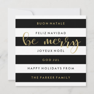 Cartes Pour Fêtes Annuelles Gold avec les rayures modernes Noël international