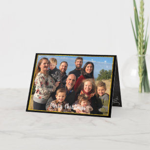 Cartes Pour Fêtes Annuelles Gold Border Famille Photo Chalkboard Noël