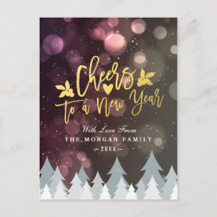 Cartes Pour Fêtes Annuelles Gold Bravo au Script du Nouvel An Bokeh Sparkle Li