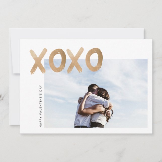 Cartes Pour Fêtes Annuelles Gold Brush Love Photo Valentine's Day Card (Devant)