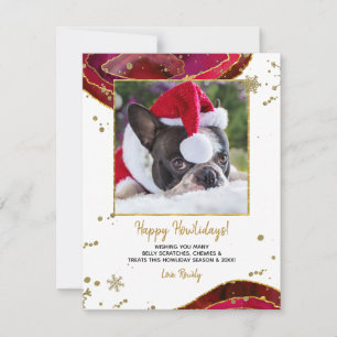Cartes Pour Fêtes Annuelles Gold Burgundy Agate Famille ou animal de compagnie