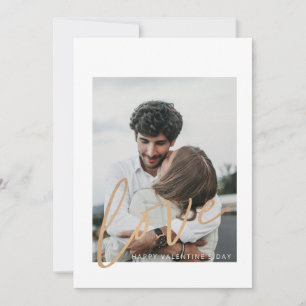 Cartes Pour Fêtes Annuelles Gold Calligraphy Love Photo Valentine's Day Card