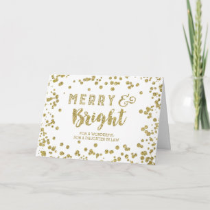 Cartes Pour Fêtes Annuelles Gold Confetti Fils de Noël et fille en droit