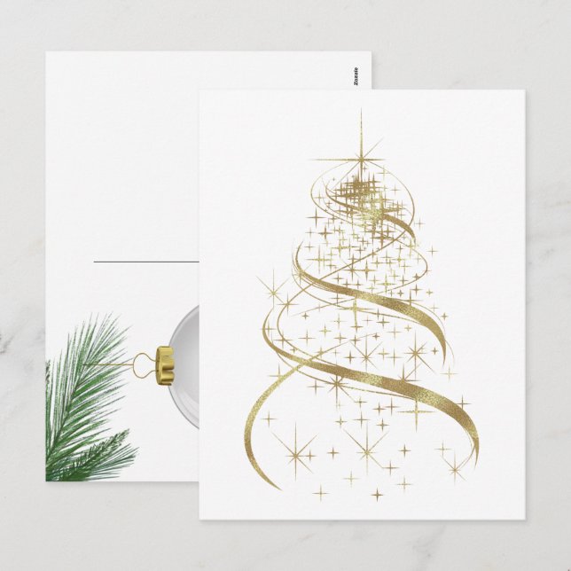 Cartes Pour Fêtes Annuelles Gold Contemporain (Devant / Derrière)