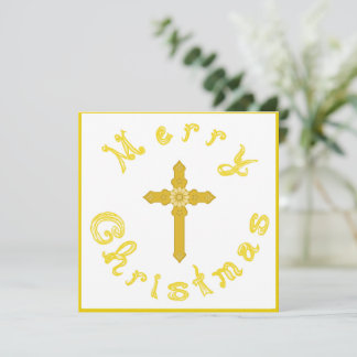 Cartes Pour Fêtes Annuelles Gold Cross Merry Christmas Fabric Font Circle