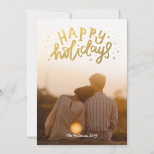 Cartes Pour Fêtes Annuelles Gold Foil Joyeux Vacances Lettres de Noël Photo