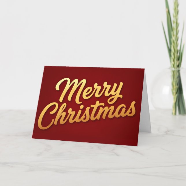 Cartes Pour Fêtes Annuelles Gold Gradient Retro Script Merry Christmas (Devant)