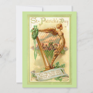 Cartes Pour Fêtes Annuelles Gold Irish Harp Vintage St. Patrick's Day