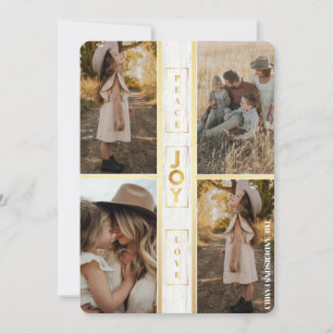 Cartes Pour Fêtes Annuelles    Gold Joy Peace Love 4 Photo Collage Holiday 