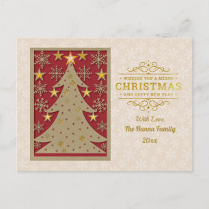 Cartes Pour Fêtes Annuelles Gold Joyeux Noël & Joyeux Nouvel An & Flocon de ne