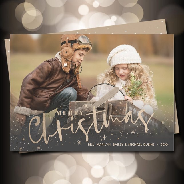 Cartes Pour Fêtes Annuelles Gold Joyeux Noël Photo (Créateur téléchargé)