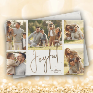 Cartes Pour Fêtes Annuelles Gold JOYFUL Multi Photo Noël