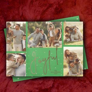 Cartes Pour Fêtes Annuelles Gold JOYUL Multi Photo Christmas Green