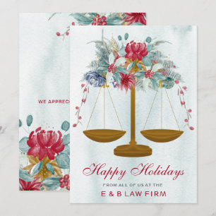 Cartes Pour Fêtes Annuelles Gold Justice Scale Holly Wreath Law Firme Christma