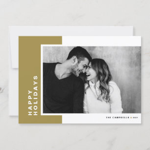 Cartes Pour Fêtes Annuelles Gold Modern Color Block Happy Holidays Photo